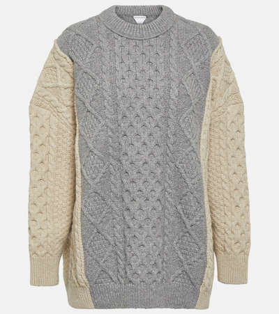 Bottega Veneta Cable-knit Wool-blend Sweater In Beige