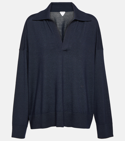 Bottega Veneta Wool Polo Sweater In Blue