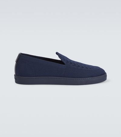 Giorgio Armani Canvas Slip-on Shoes In Blue