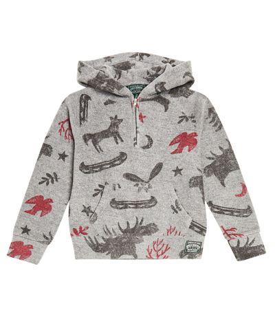 Polo Ralph Lauren Kids' Printed Cotton Jersey Hoodie In Grey