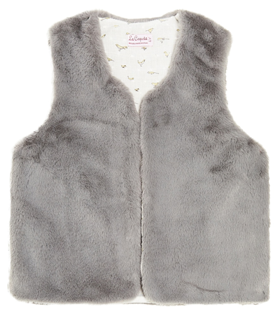 La Coqueta Kids' Marisol Faux Fur Vest In Grey