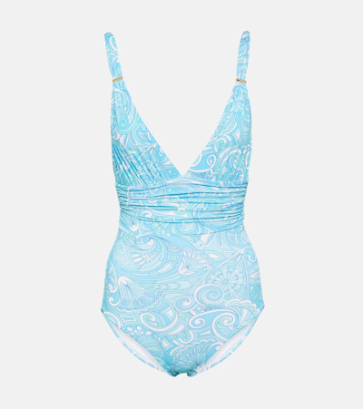 Melissa Odabash Panarea Printed Swimsuit In Blue