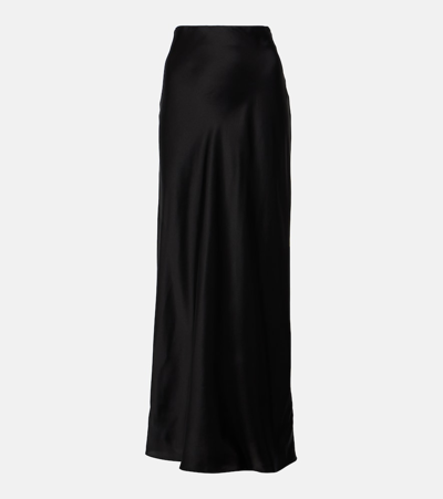 Frame Silk-satin Maxi Skirt In Black