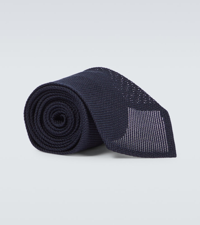 Thom Sweeney Silk Grenadine Tie In Blue