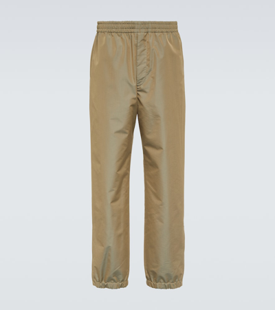 Auralee Finx Cotton-blend Chambray Pants In Green