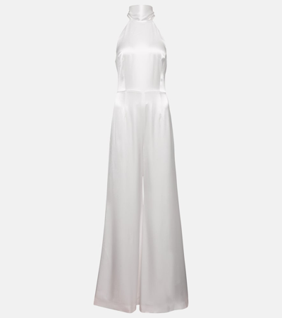 Galvan Sienna Halterneck Midi Dress In White