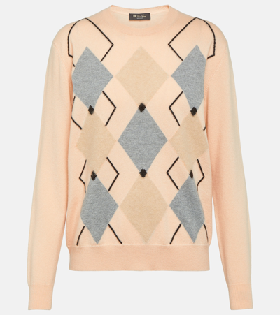 Loro Piana Argyle Cashmere Sweater In Multicoloured