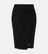 Mugler Viscose Twill High Rise Midi Skirt In Black
