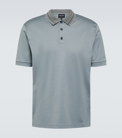 Giorgio Armani Cotton Polo Shirt In Grey