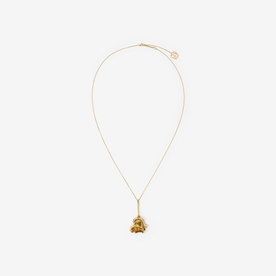 Burberry Gold-plated Rose Pendant Necklace In Gold/clear