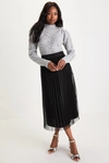 Lulus Favorite Occasion Black Shimmery Pleated High-rise Midi Skirt In Black