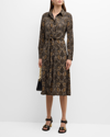 KOBI HALPERIN MARINA SNAKESKIN-PRINT TIE-WAIST SHIRTDRESS