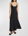 CHLOÉ TEXTURED WOOL BACKLESS GOWN WITH CRYSTAL DETAIL