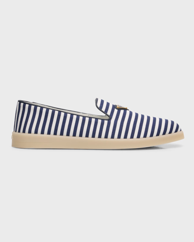 Prada Saint Tropez Stripe Slip-on Sneakers In Bianco Bleu