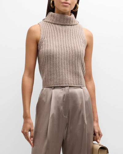 Sablyn Cashmere Turtleneck Tank Top In Toast