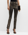 Derek Lam 10 Crosby Kyle Metallic High Rise Split Hem Skinny Jeans In Metallic Coated