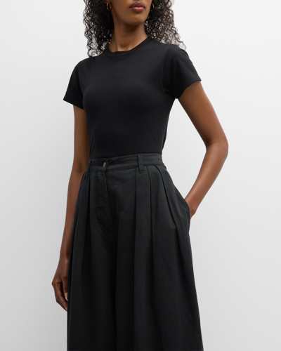 The Row Tommy Fitted Short-sleeve Top In Black