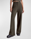 Splendid X Kate Young Wool-blend Straight-leg Pants In Spruce