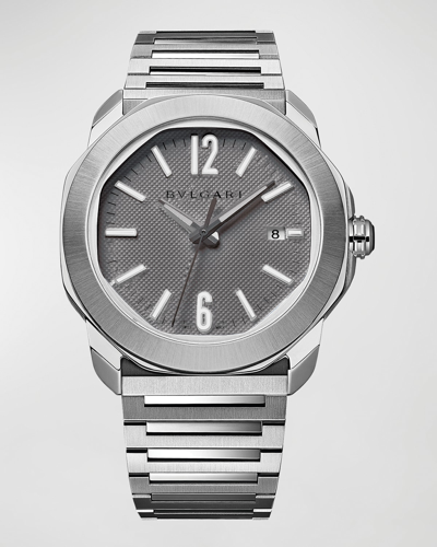 Bvlgari 41mm Octo Roma Automatic Watch With Grey Dial In Grey