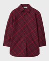 BURBERRY BOY'S ANGELO BIAS CHECK BUTTON-FRONT SHIRT