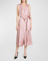 Victoria Beckham Sleeveless Satin Midi Wrap Trench Dress In Peony
