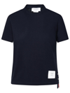 THOM BROWNE THOM BROWNE 'RELAXED' NAVY TEXTURED COTTON T-SHIRT