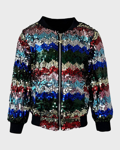 Lola + The Boys Kids' Girl's Confetti Surprise Bomber Jacket In Multi