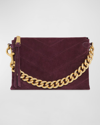 REBECCA MINKOFF EDIE MAXI QUILTED SUEDE CROSSBODY BAG