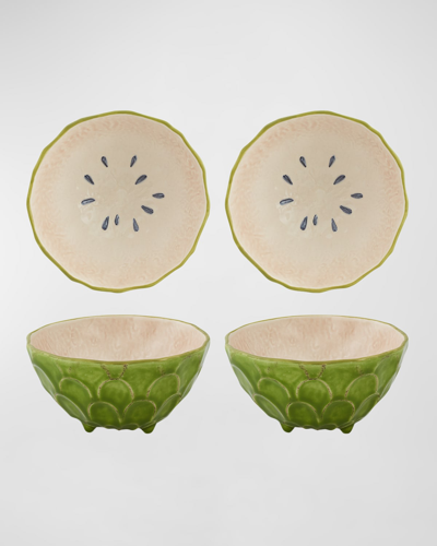 Bordallo Pinheiro Annona Bowls, Set Of 4 In Green