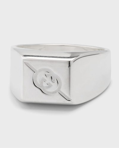 Gucci Men's  Tag Ring Chevalier, 19mm Silver