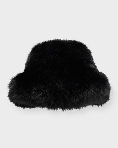 Adrienne Landau Faux Fox Hat In Black