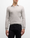 Neiman Marcus Men's Cashmere V-neck Sweater In Pearl Grey