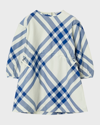Burberry Baby Girl's & Little Girl's Check Blouson-sleeve Dress In Salt Ip Check