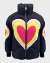 LOLA + THE BOYS GIRL'S ELECTRIC HEARTS PUFFER JACKET