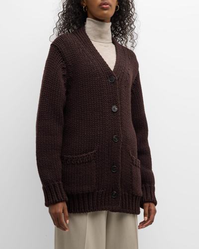 The Row Evesham Wool Button-front Cardigan In Brown