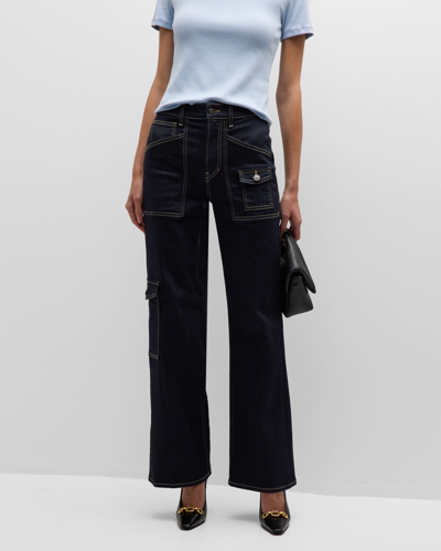 Veronica Beard Jeans Crosbie Wide-leg Denim Cargo Jeans In Oxford