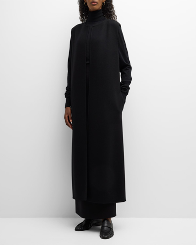 The Row Leendina Long Sleeveless Cashmere Coat In Black