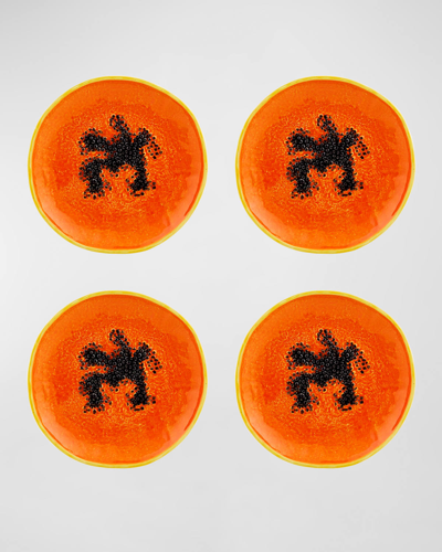 Bordallo Pinheiro Papaya Dessert Plates, Set Of 4 In Orange
