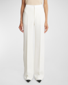 CHLOÉ TEXTURED WOOL CREPE WIDE-LEG TROUSERS