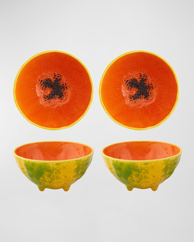 Bordallo Pinheiro Papaya Bowls, Set Of 4 In Orange