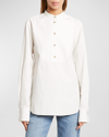 CHLOÉ COTTON POPLIN BLOUSE WITH CRYSTAL BUTTONS