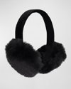 Surell Accessories Velvet & Faux Rex Rabbit Ear Muffs In Black