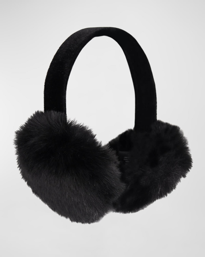 Surell Accessories Velvet & Faux Rex Rabbit Ear Muffs In Black