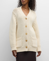 The Row Evesham Wool Button-front Cardigan In Light Shell
