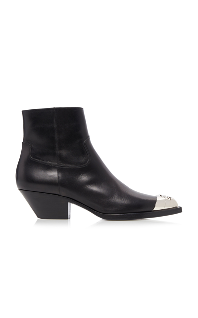 Givenchy Metal-toe Leather Western Ankle Boots In Black