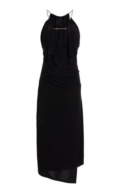 Givenchy Draped Chain-strap Midi Dress In 001-black