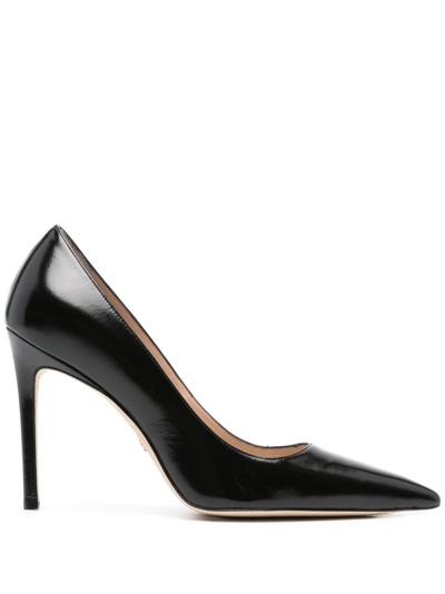 Stuart Weitzman 100mm Pointed-toe Leather Pumps In Nero