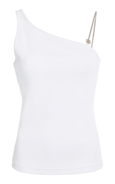 GIVENCHY ASYMMETRIC CHAIN-STRAP STRETCH COTTON TANK TOP