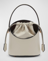 Etro Saturno Drawstring Leather Bucket Bag In White