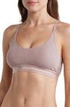 Calvin Klein Refined Rib Lightly Lined Bralette In Gray Rose